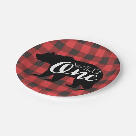 Wild One-Beer | Flanel eerste verjaardag Papieren Bordje (Gekanteld)