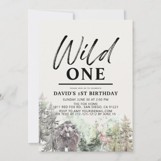 Wild One Beer Forest Mountain Boy 1e verjaardag Kaart (Voorkant)