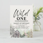 Wild One Beer Forest Mountain Boy 1e verjaardag Kaart (Staand voorkant)