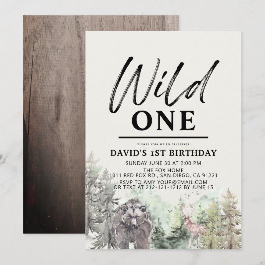 Wild One Beer Forest Mountain Boy 1e verjaardag Kaart (Voorkant / Achterkant)