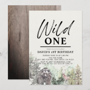 Wild One Beer Forest Mountain Boy 1e verjaardag Kaart