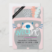 Wild One Beer Girl Pink Virtual 1st Birthday Kaart (Voorkant)