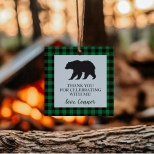 Wild One Beer groen Buffalo Plaid Verjaardag Bedankjes Labels