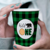 Wild One Beer groene Buffalo Plaid Eerste Verjaard Papieren Bekers