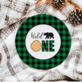 Wild One Beer groene Buffalo Plaid Eerste Verjaard Papieren Bordje