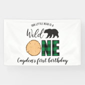 Wild One Beer groene Buffalo Plaid Eerste Verjaard Spandoek (Horizontaal)