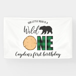Wild One Beer groene Buffalo Plaid Eerste Verjaard Spandoek