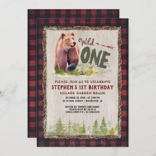 WILD ONE Beer Lumberjack Adventure Verjaardagsfees Kaart (Voorkant / Achterkant)