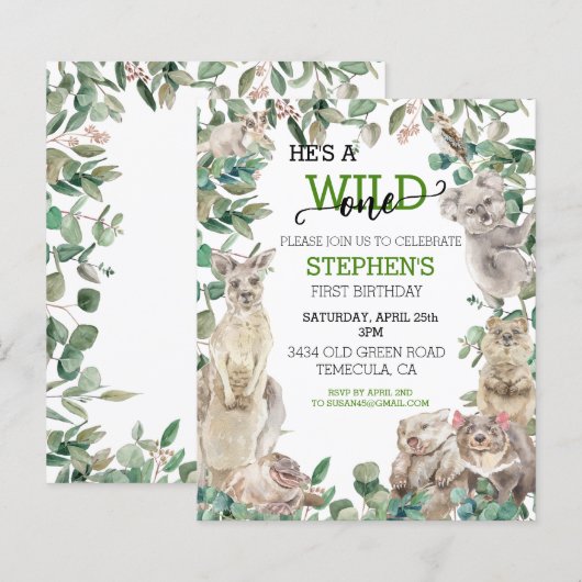 Wild One Birthday Australian Animals (Voorkant / Achterkant)