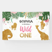 Wild One Birthday Banner Safari Oerwoud Girl Zoo (Horizontaal)