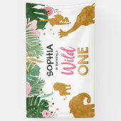 Wild One Birthday Banner Safari Oerwoud Girl Zoo (Verticaal)