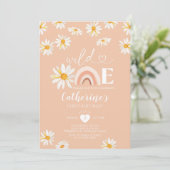 Wild One Birthday Boho Rainbow Daisy Flowers Kaart (Staand voorkant)