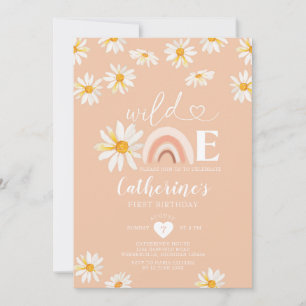 Wild One Birthday Boho Rainbow Daisy Flowers Kaart