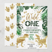 Wild One Birthday Boy Dinosaur Kaart (Voorkant / Achterkant)
