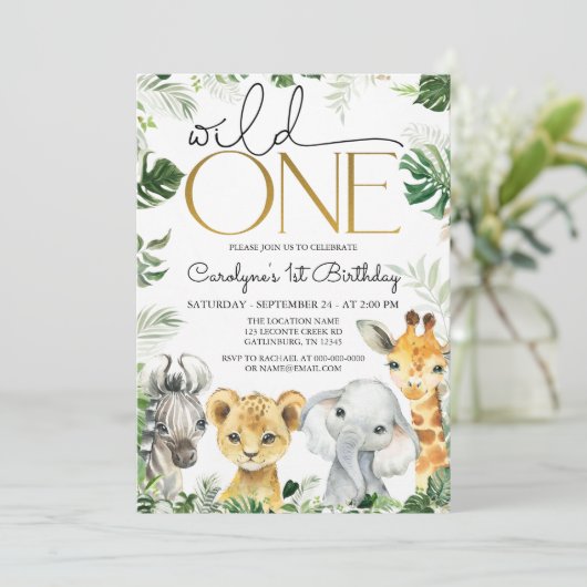 Wild One Birthday Boy Invitation Kaart (Staand voorkant)