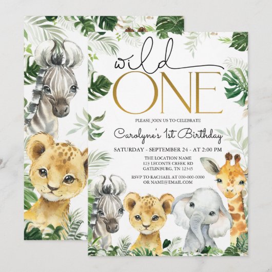 Wild One Birthday Boy Invitation Kaart (Voorkant / Achterkant)