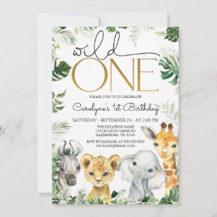 Wild One Birthday Boy Invitation Kaart