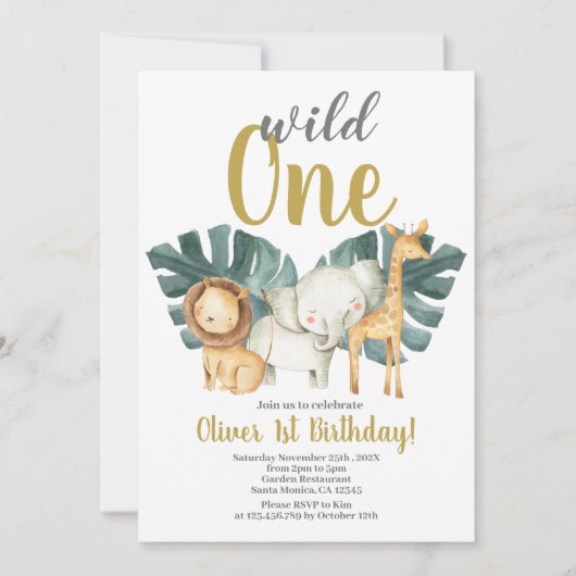 Wild One Birthday Boy Invitation Kaart (Voorkant)
