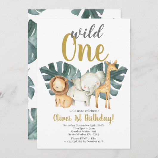 Wild One Birthday Boy Invitation Kaart (Voorkant / Achterkant)