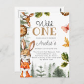 Wild One Birthday Boy Uitnodiging, Wild One Uitnod Briefkaart (Voorkant / Achterkant)