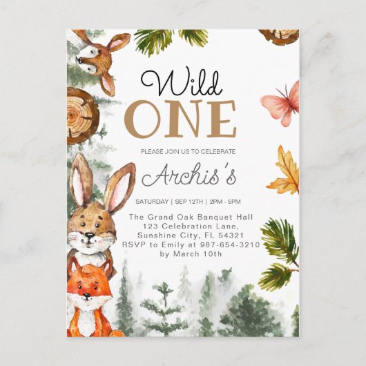 Wild One Birthday Boy Uitnodiging, Wild One Uitnod Briefkaart (Voorkant)
