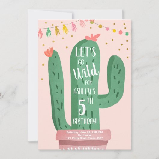 Wild One Birthday Cactus Fiesta Let's Go Wild Kaart (Voorkant)