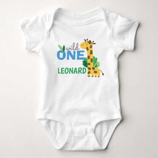 Wild One Birthday Giraffe Baby Shirt (Voorkant)