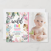 Wild One Birthday Gold Safari Oerwoud Animals Part Kaart (Voorkant)