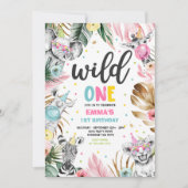 Wild One Birthday Gold Safari Oerwoud Animals Part Kaart (Voorkant)