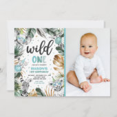 Wild One Birthday Gold Safari Oerwoud Animals Part Kaart (Voorkant)