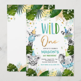 Wild One Birthday Gold Safari Oerwoud Animals Part Kaart