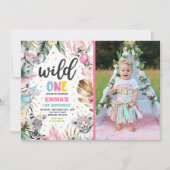 Wild One Birthday Gold Safari Oerwoud Animals Part Kaart (Voorkant)