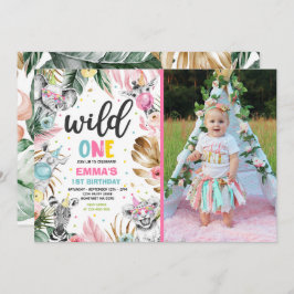 Wild One Birthday Gold Safari Oerwoud Animals Part Kaart