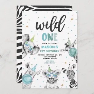 Wild One Birthday Gold Safari Oerwoud Animals Part Kaart
