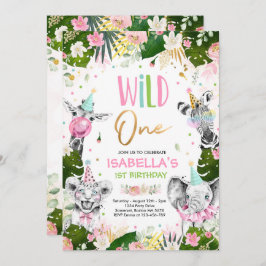 Wild One Birthday Gold Safari Oerwoud Animals Part Kaart