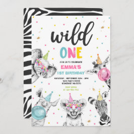 Wild One Birthday Gold Safari Oerwoud Animals Part Kaart