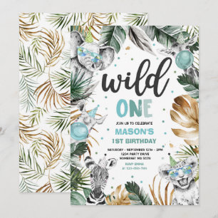 Wild One Birthday Gold Safari Oerwoud Animals Part Kaart