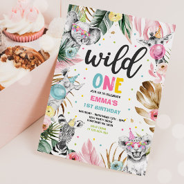 Wild One Birthday Gold Safari Oerwoud Animals Part Kaart