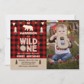 Wild One Birthday Invitation Lumberjack Wild One Kaart (Voorkant)