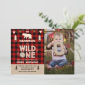 Wild One Birthday Invitation Lumberjack Wild One Kaart (Staand voorkant)