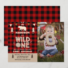 Wild One Birthday Invitation Lumberjack Wild One Kaart