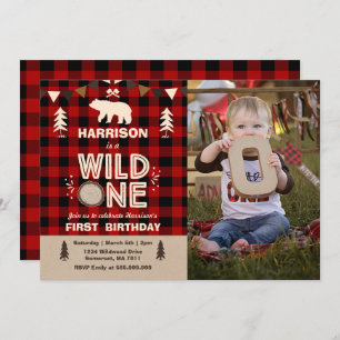 Wild One Birthday Invitation Lumberjack Wild One Kaart
