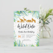 Wild One Birthday Invitation Oerwoud Animals Party Kaart (Staand voorkant)