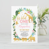 Wild One Birthday Invitation Oerwoud Animals Party Kaart (Staand voorkant)