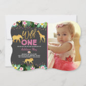 Wild One Birthday Invitation Oerwoud Animals Party Kaart (Voorkant)