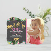 Wild One Birthday Invitation Oerwoud Animals Party Kaart (Staand voorkant)