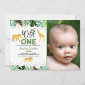 Wild One Birthday Invitation Oerwoud Animals Party Kaart (Voorkant)