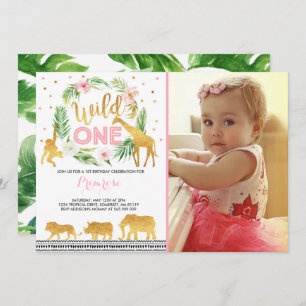 Wild One Birthday Invitation Oerwoud Animals Party Kaart