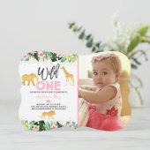Wild One Birthday Invitation Oerwoud Animals Party Kaart (Staand voorkant)