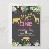 Wild One Birthday Invitation Oerwoud Animals Party Kaart (Voorkant)
